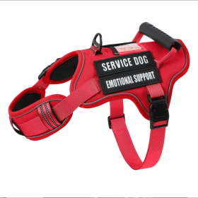 USLOCAL Tactical Service Dog Harness With Control Handle No Pulling Adjustable Reflective Pet Vest Harness Easy Walking Training (Option: Red-S)