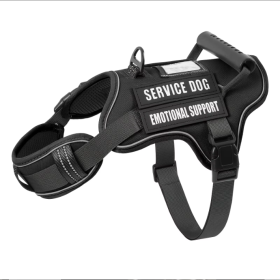 USLOCAL Tactical Service Dog Harness With Control Handle No Pulling Adjustable Reflective Pet Vest Harness Easy Walking Training (Option: Black-S)